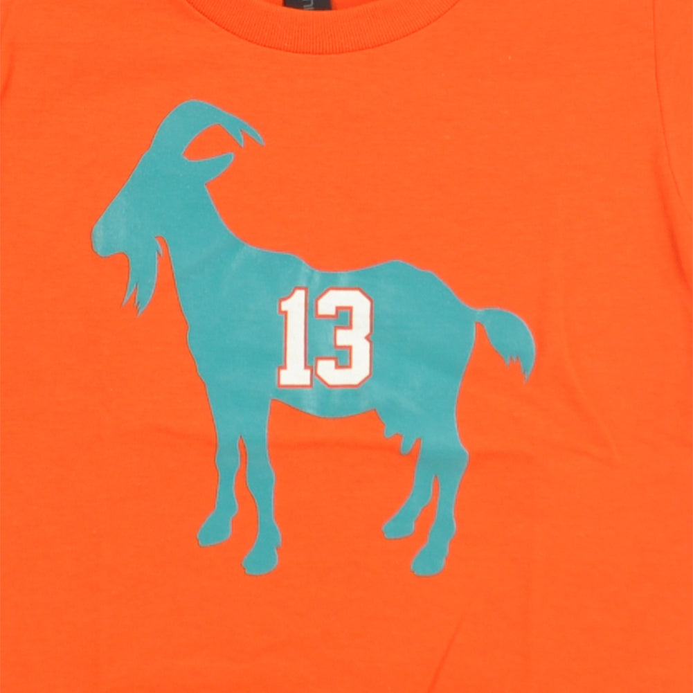 Miami Dolphins Football Dan Marino #13 Goat Orange Youth Child Tshirt Tee