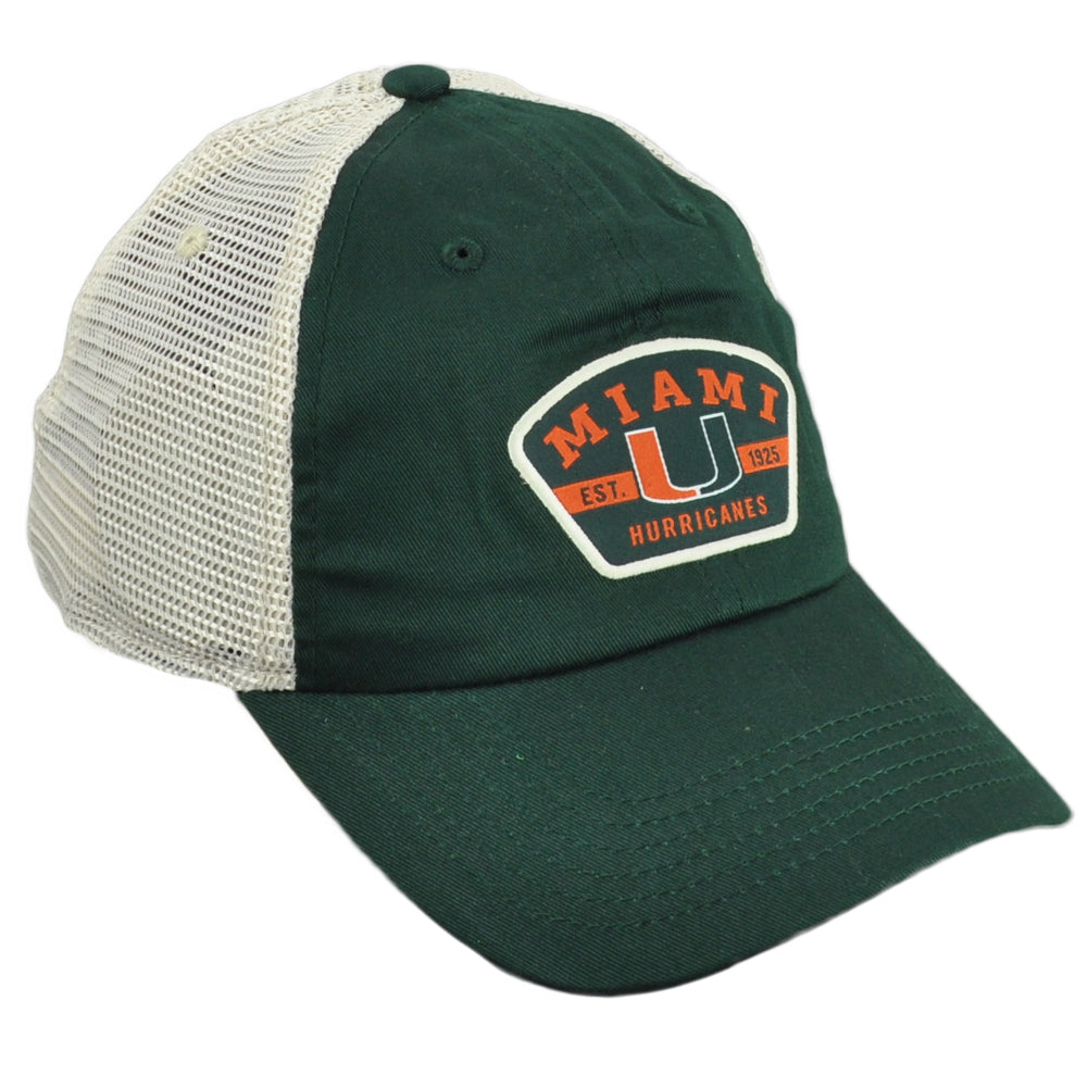 NCAA Miami Hurricanes Relaxed Trucker Mesh Snapback Curved Bill Sports Hat Cap