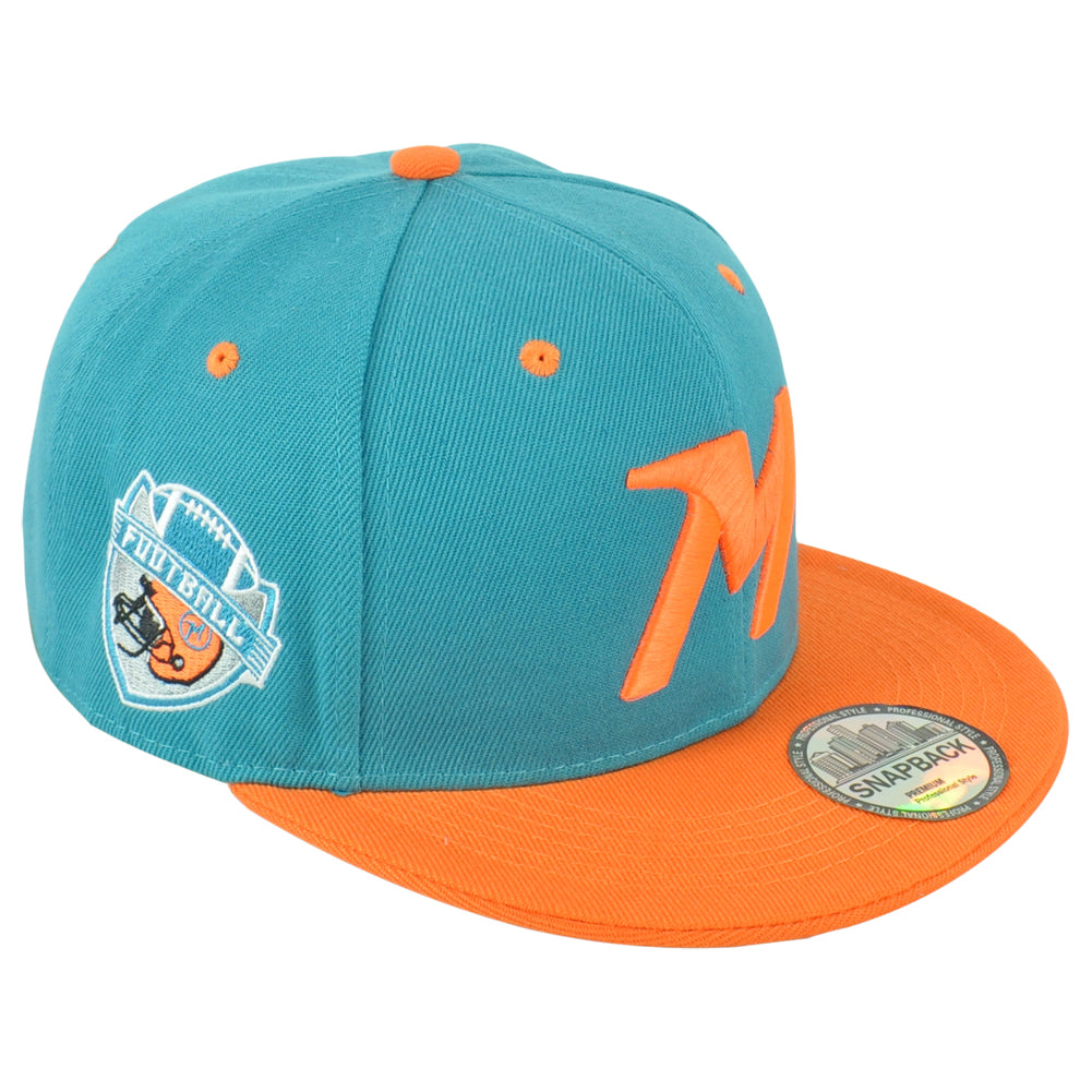 Miami Florida Dolphins Theme Football Snapback Flat Bill Adults Men Hat Cap