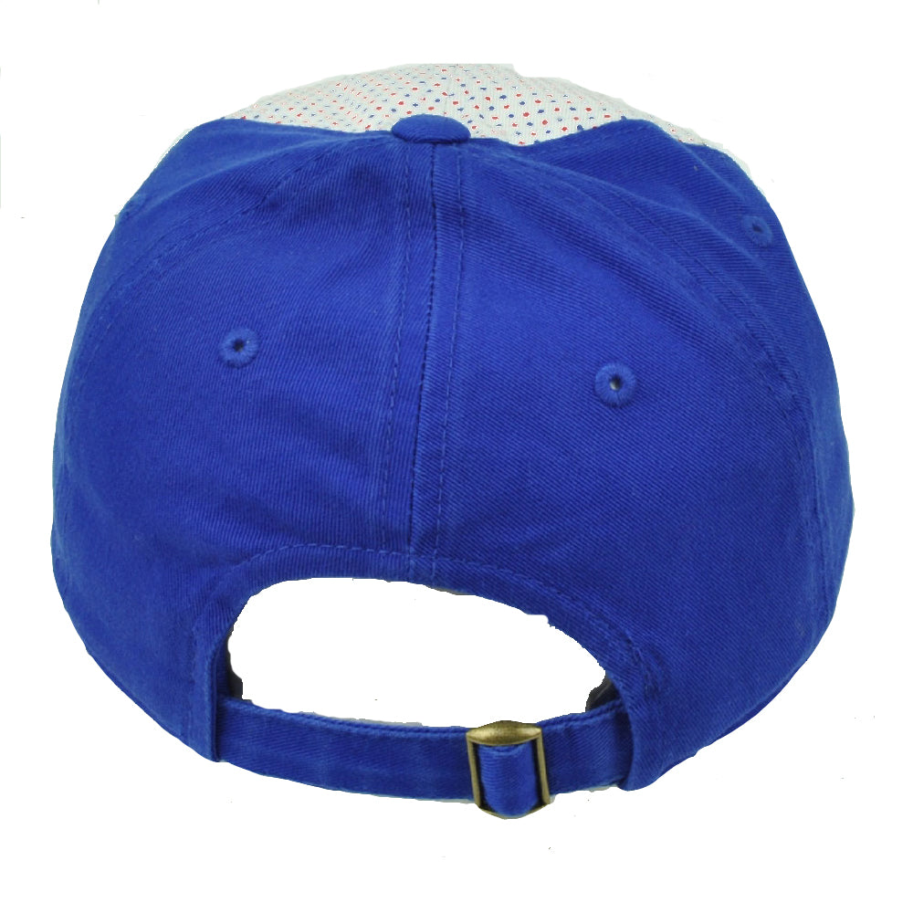 NCAA Kansas Jayhawks 2 Tone Polka Dots Womens Hat Cap Blue White Relaxed Slouch