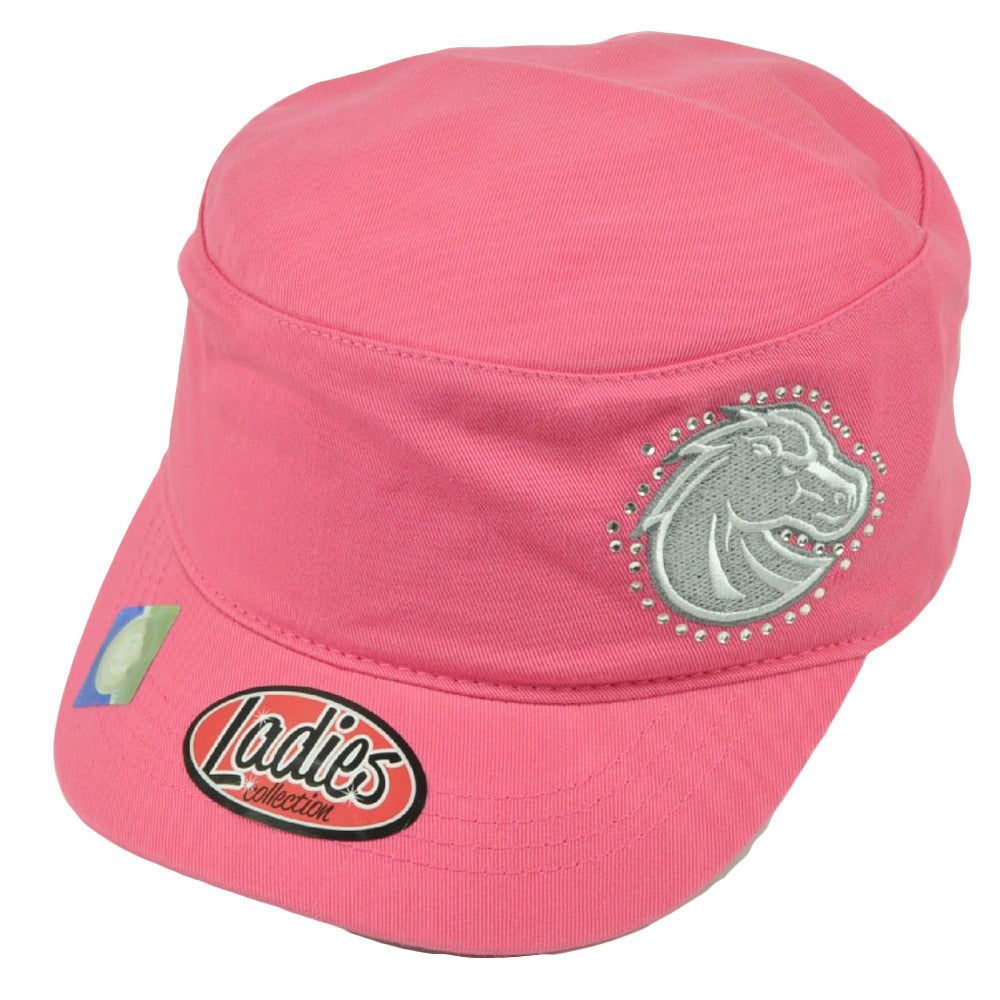 NCAA Boise State Broncos Ladies Cut Women Cadet Style Hat Cap Rhinestone Pink