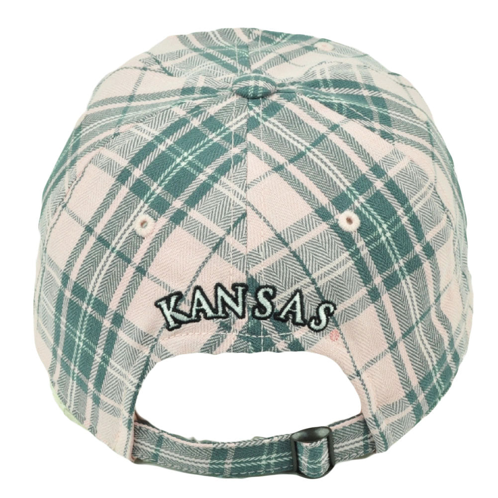 NCAA Kansas Jayhawks Ladies Womens Plaid Pink Gray Hat Cap Relaxed Slouch KU