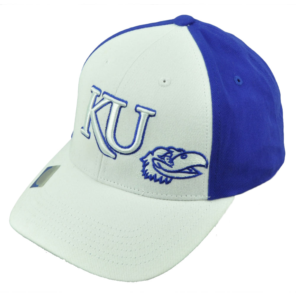 NCAA Kansas Jayhawks Royal Blue White 2 Tone Hat Cap Adjustable KU Curved Bill