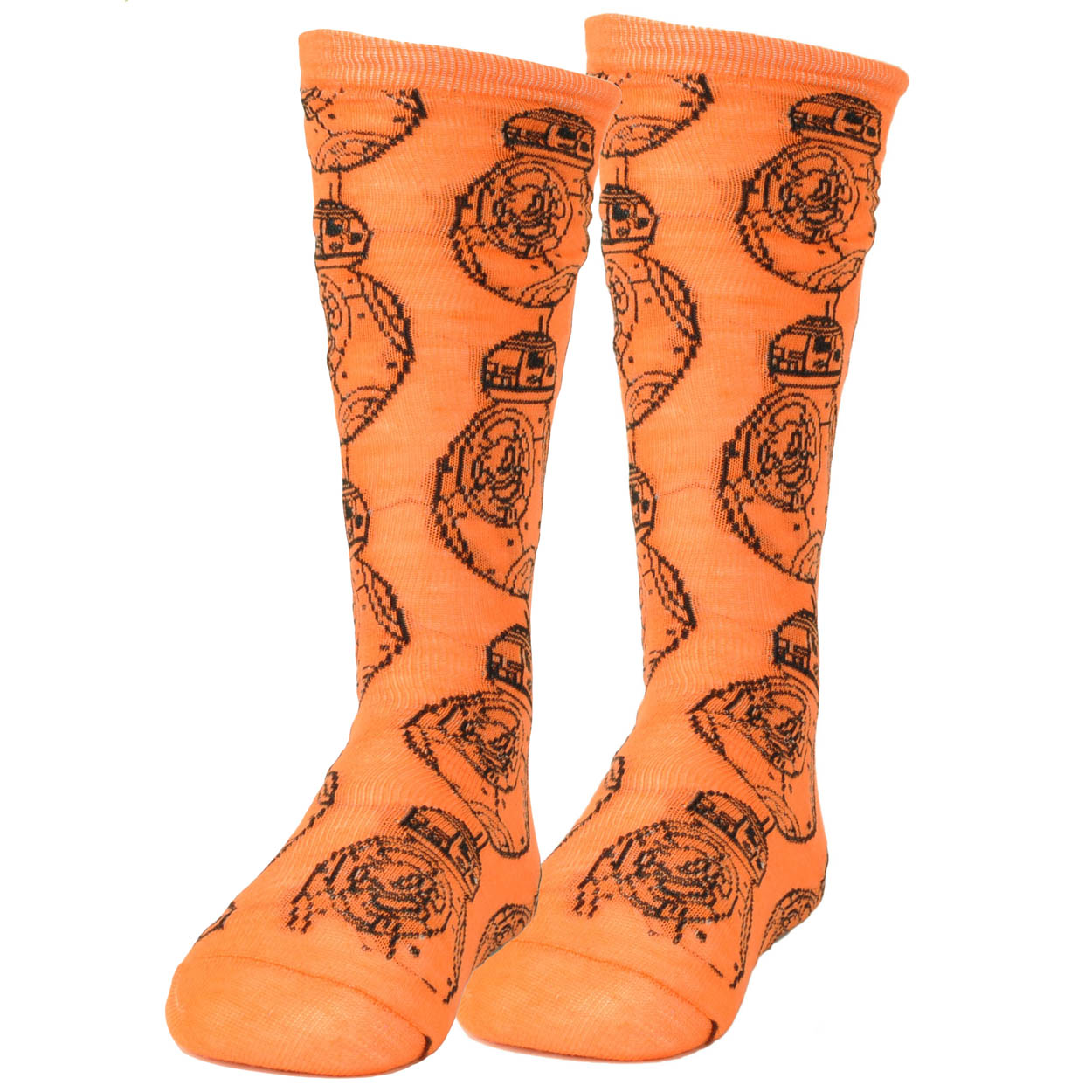 Star Wars Robot BB 8 Repeat Orange Long Socks Size 6-12 Black Movie Character