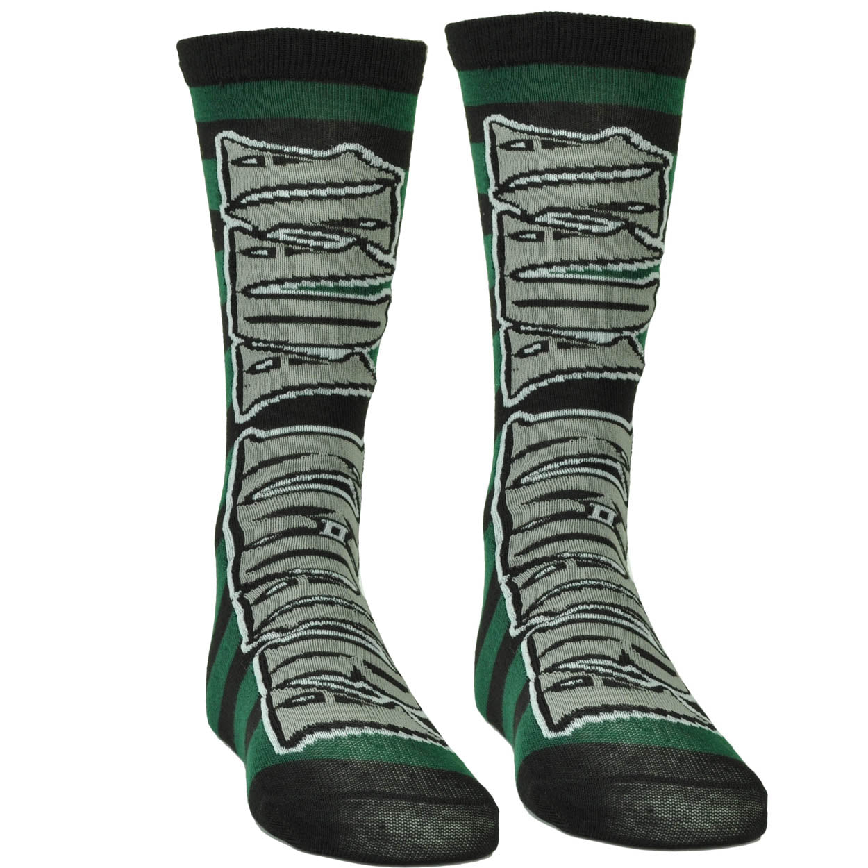 Harry Potter Avada Kedavra Striped Killing Curse Long Socks Size 6 -12 Green Blk