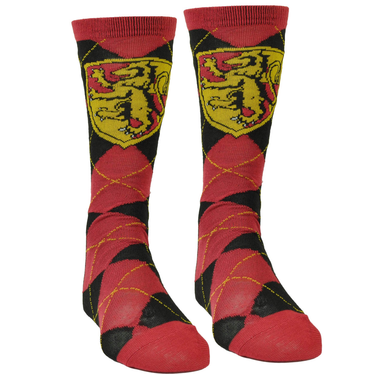 Harry Potter Gryffindor House Argyle Long Socks Size 6-12 Movie Black Red Magic