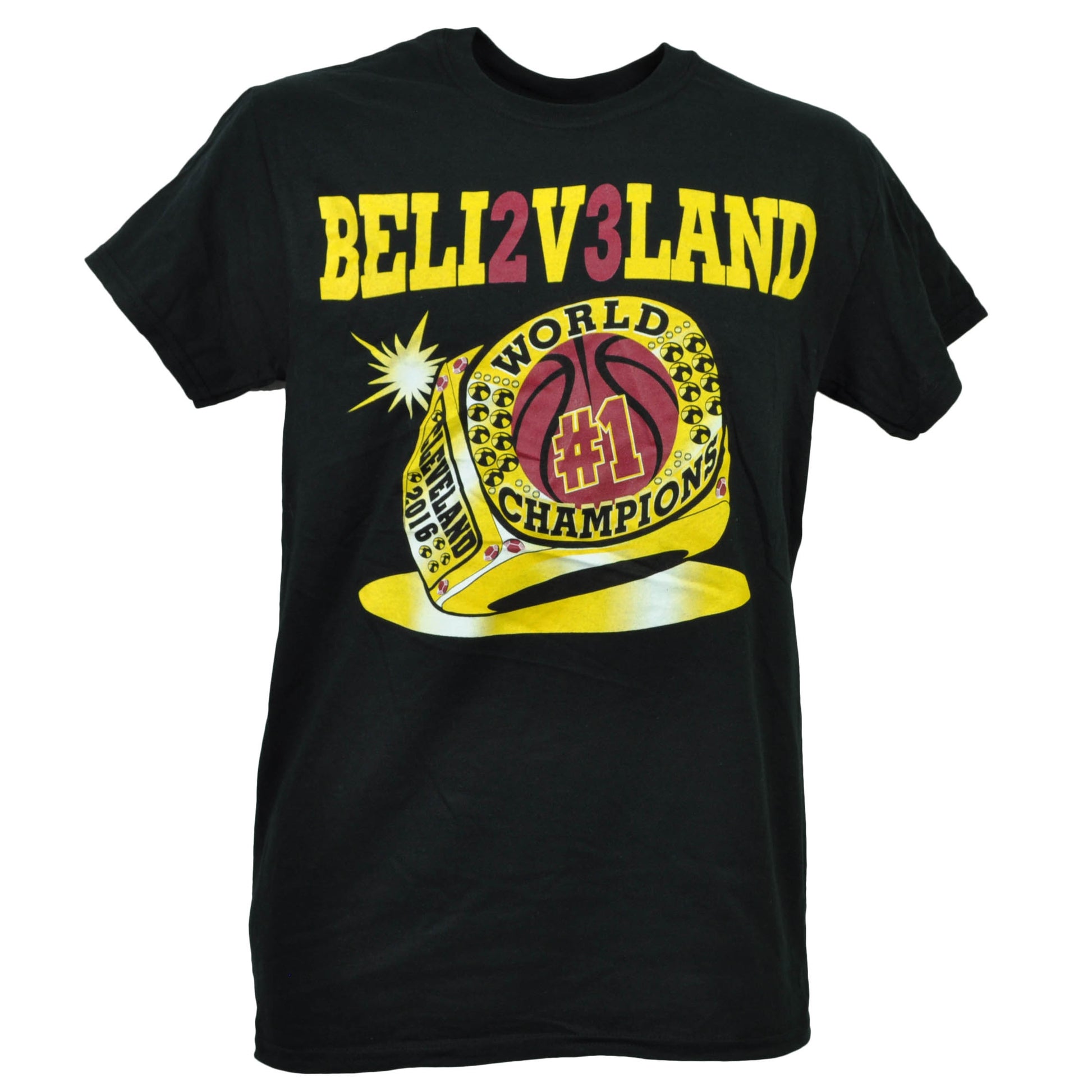NBA 2016 Champions Cleveland Cavaliers Beli2V3Land Black Mens Tshirt Tee