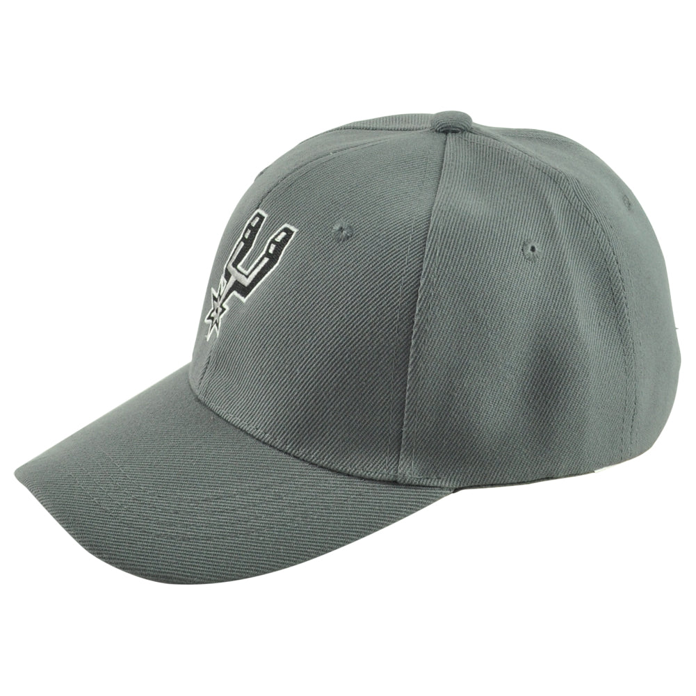 NBA San Antonio Spurs Logo Adults Curved Bill Gray Adjustable Structured Hat Cap