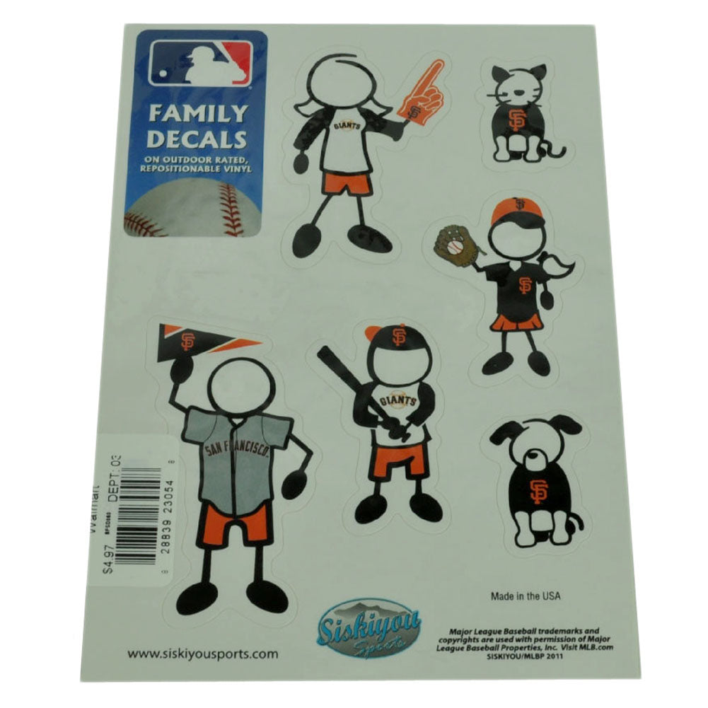 MLB San Francisco Giants Family Decal Set Car Repositionable Vinyl Automobile