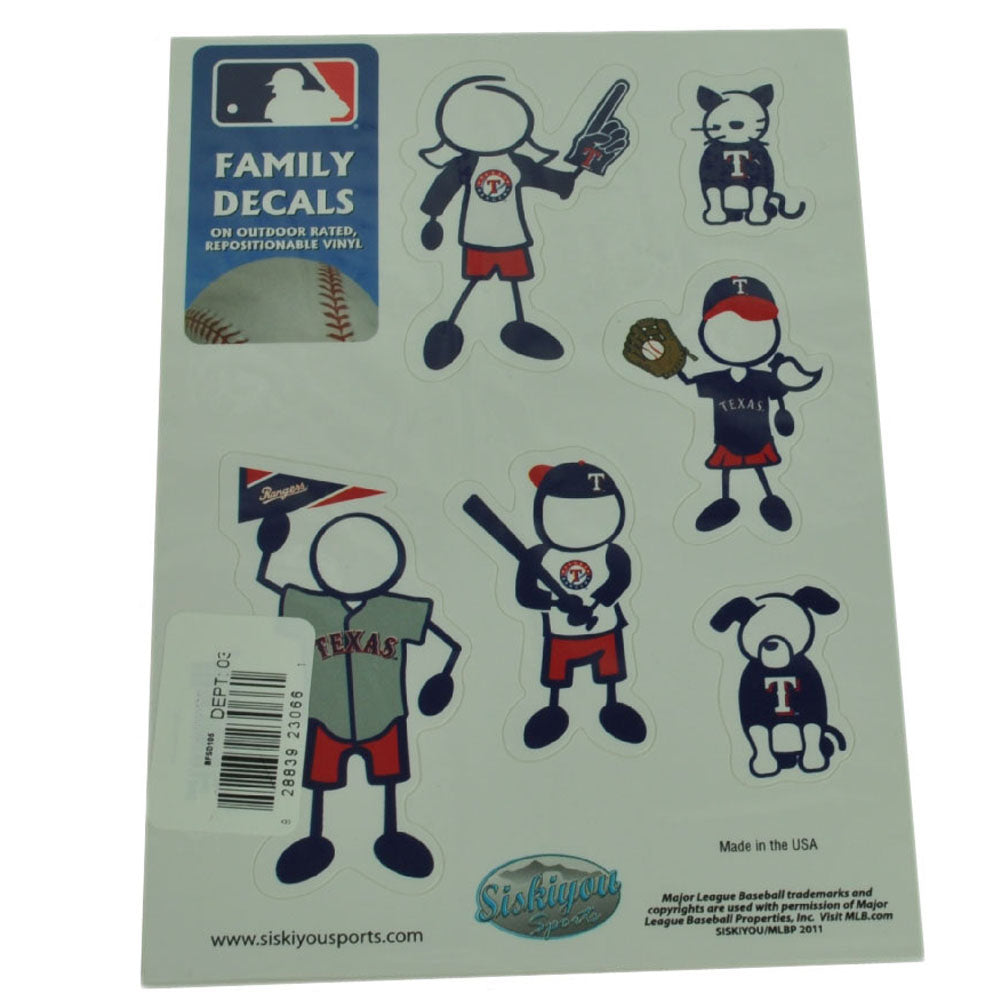 MLB Texas Rangers Family Decal Set Car Fan Repositionable Vinyl Automobile