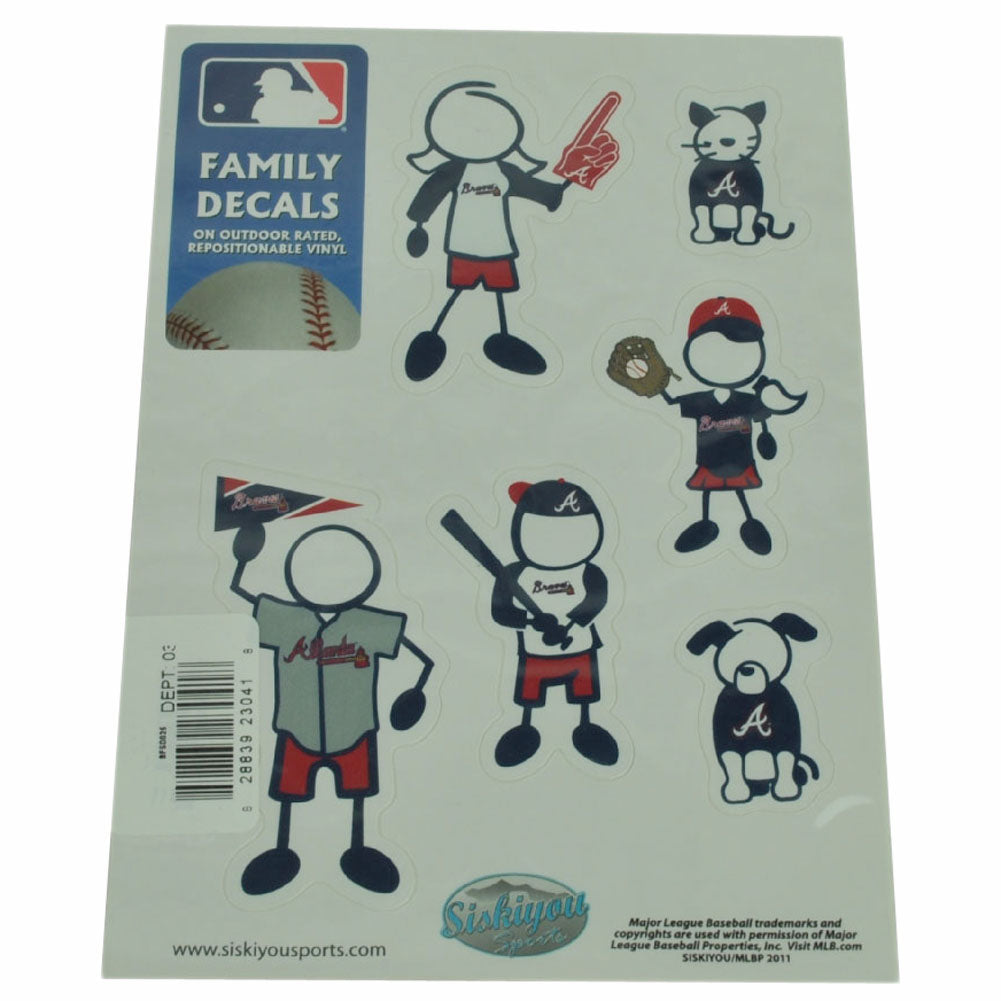 MLB Atlanta Brave Family Decal Set Car Fan Repositionable Vinyl Automobile
