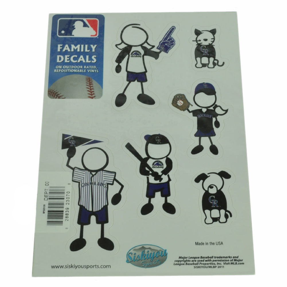 MLB Colorado Rockies Family Decal Set Car Fan Repositionable Vinyl Automobile