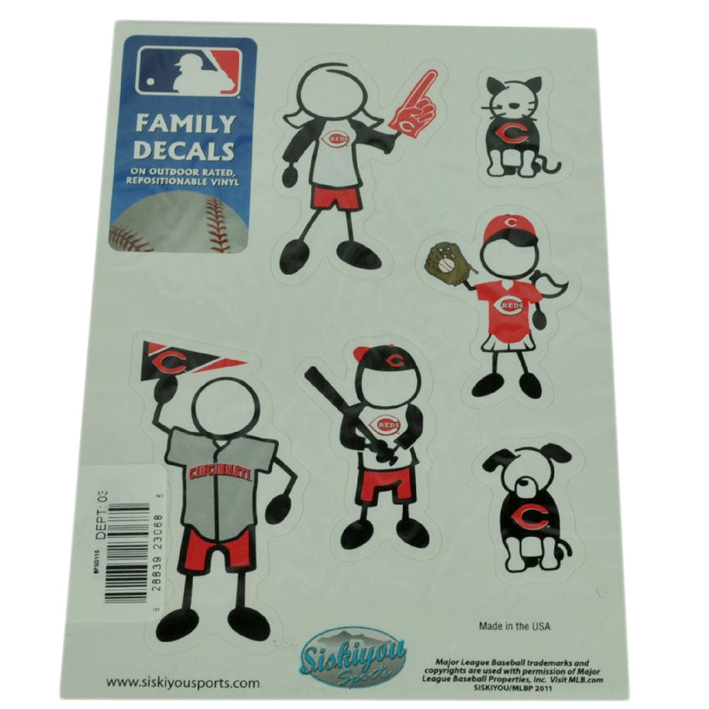 MLB Cincinnati Reds Family Decal Set Car Fan Repositionable Vinyl Automobile