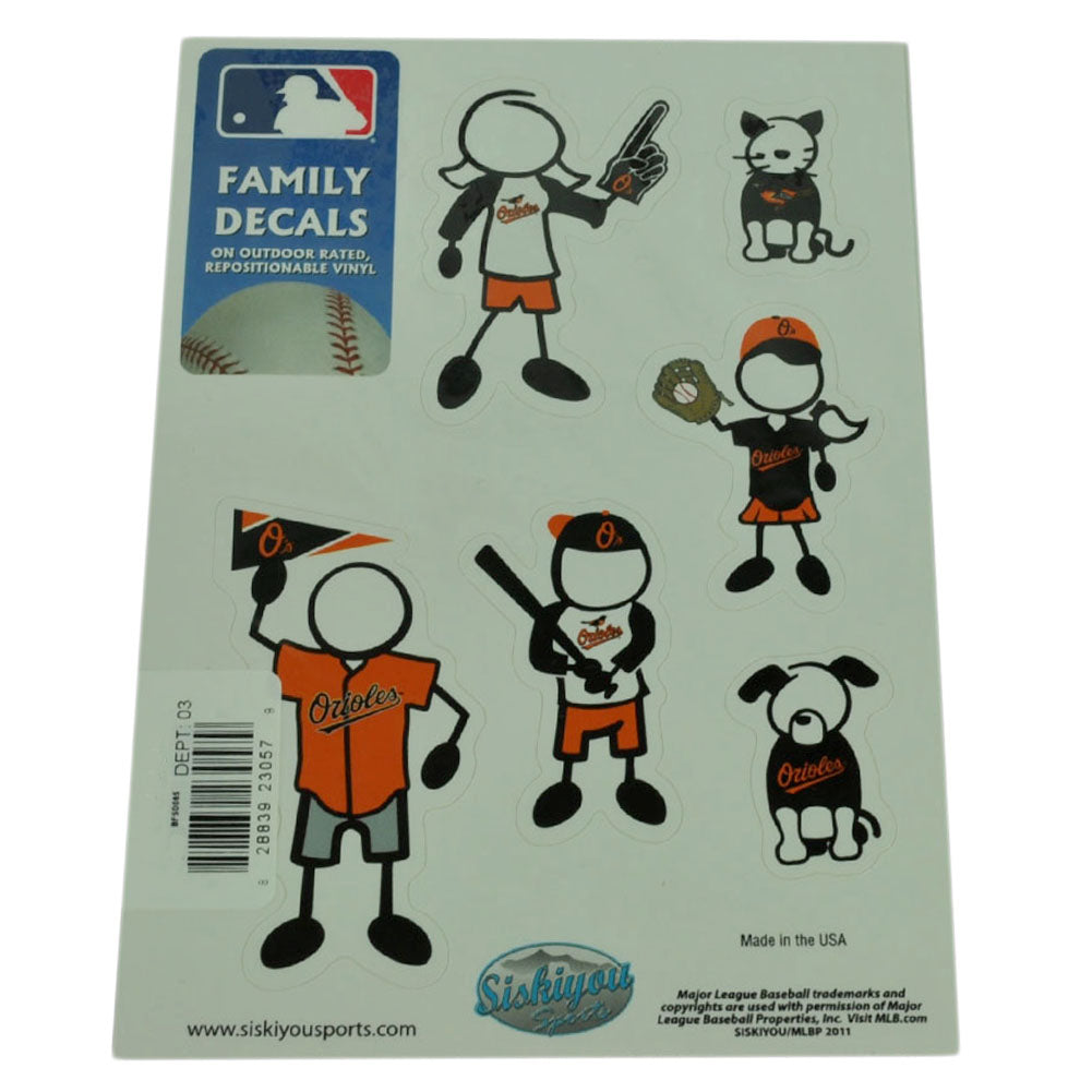 MLB Baltimore Orioles Family Decal Set Car Fan Repositionable Vinyl Automobile