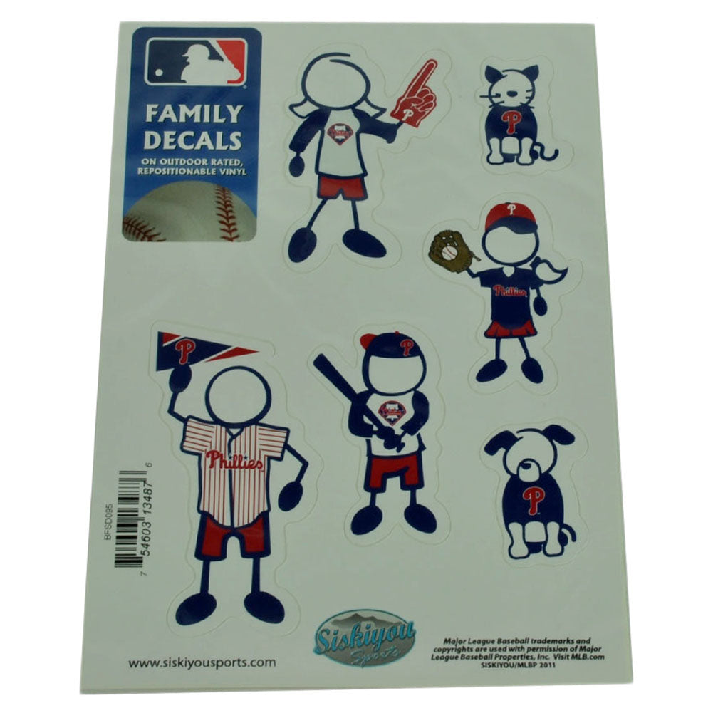 MLB Philadelphia Phillies Family Decal Set Car Repositionable Vinyl Automobile