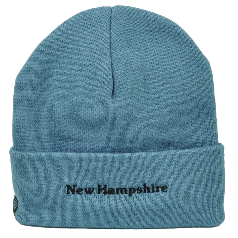 Moose New Hampshire Cuffed Thick Knit Beanie Granite State City USA Blue Town