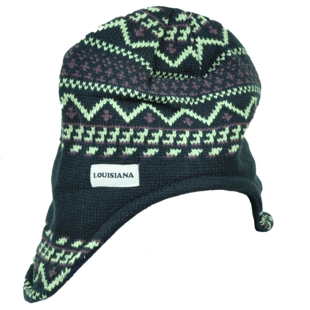 Louisiana State Peruvian Knit Beanie Nordic Print Navy Blue Ear Flap City USA