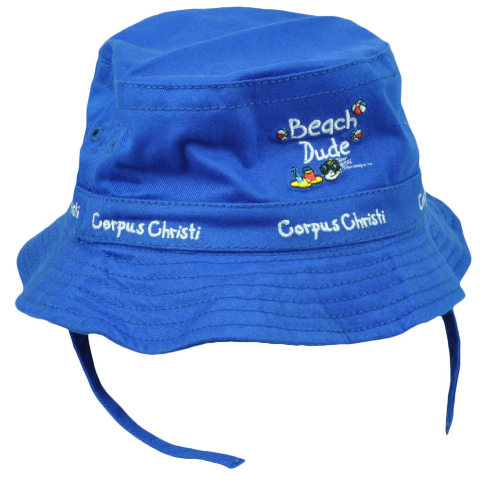 Beach Dude Corpus Christi City Texas State Toddler Sun Bucket Hat Blue USA Town