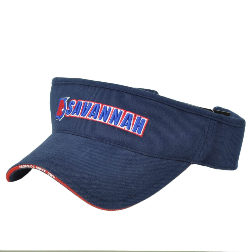 Savannah First City Town Georgia State USA Navy Blue Sun Visor Hat Adjustable