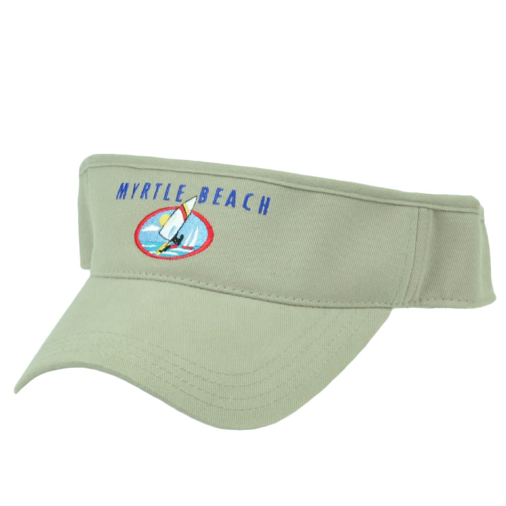 Myrtle Beach City South Carolina State USA Beige Sun Visor Adjustable Hat SC