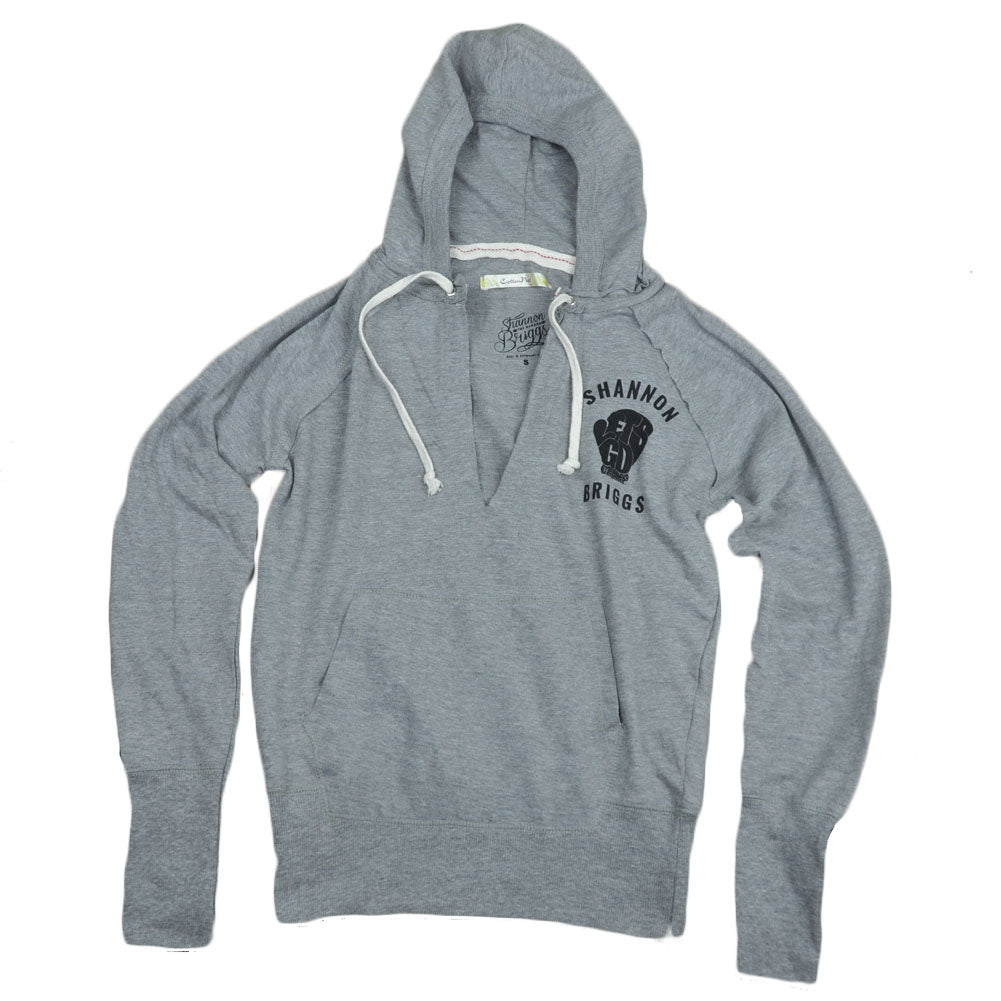 Shannon Briggs The Cannon Lets Go Champ Womens V Neck Sweater Hoodie Gray