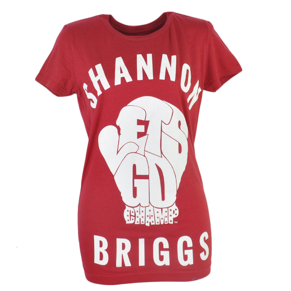 Shannon Briggs The Cannon Lets Go Champ Womens Tshirt Tee Boxer Red Boxer Ladies