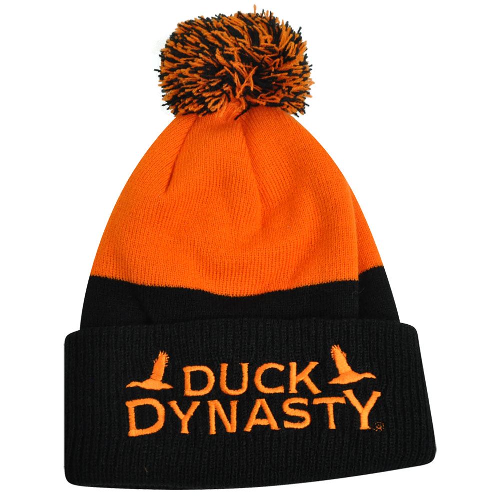 A&E TV Series Duck Dynasty Robertson Family Knit Pom Pom Cuffed Beanie Orange