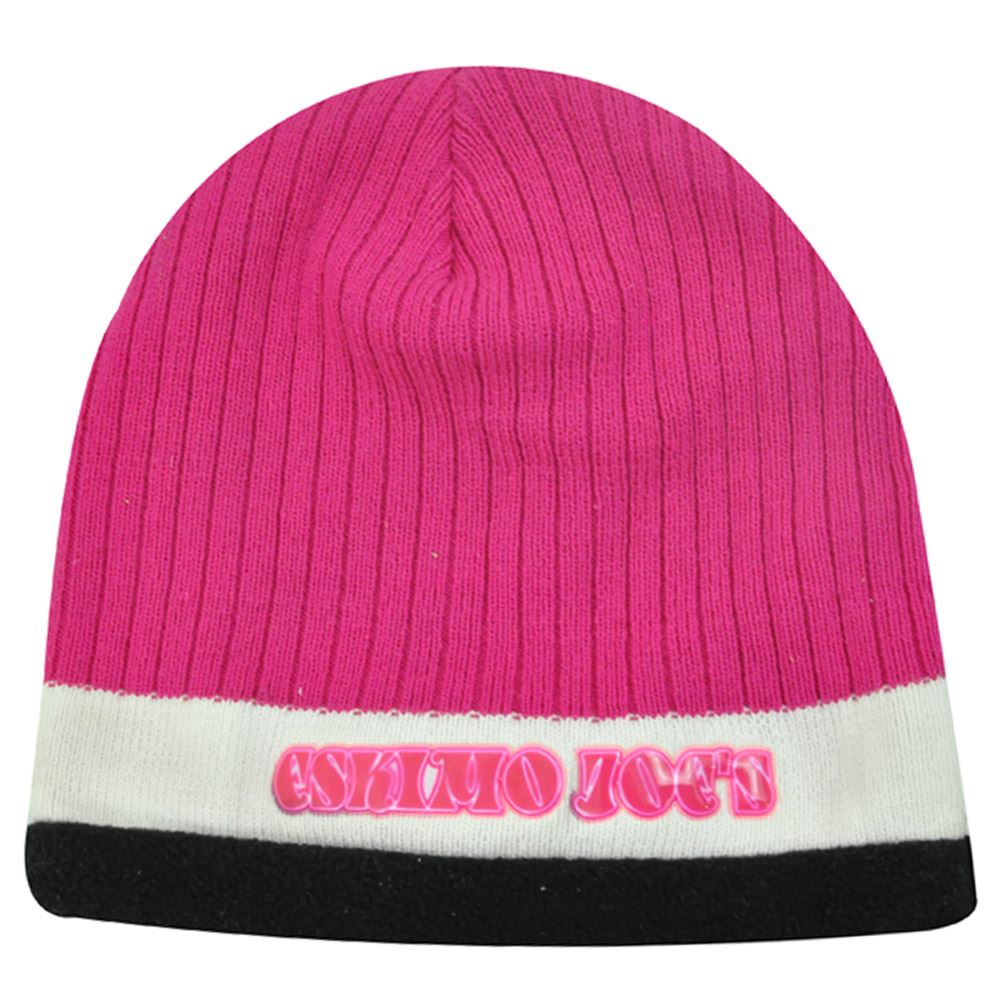 ESKIMO JOES HOT PINK BLK CUFFLESS KNIT BEANIE TOQUE HAT