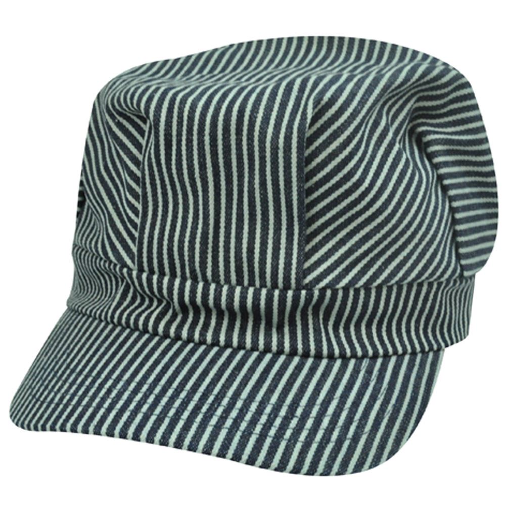 Fitted Cabby Cabbie Newsboy Driver Conductor Hat Cap Stripes Black Gray