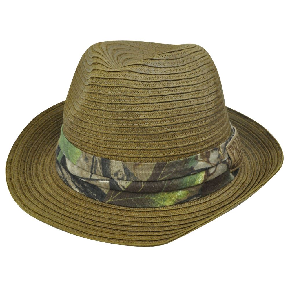 Primos Hunting Calls Paper Straw Fedora Trilby Camo Brown Camping Fishing Hat