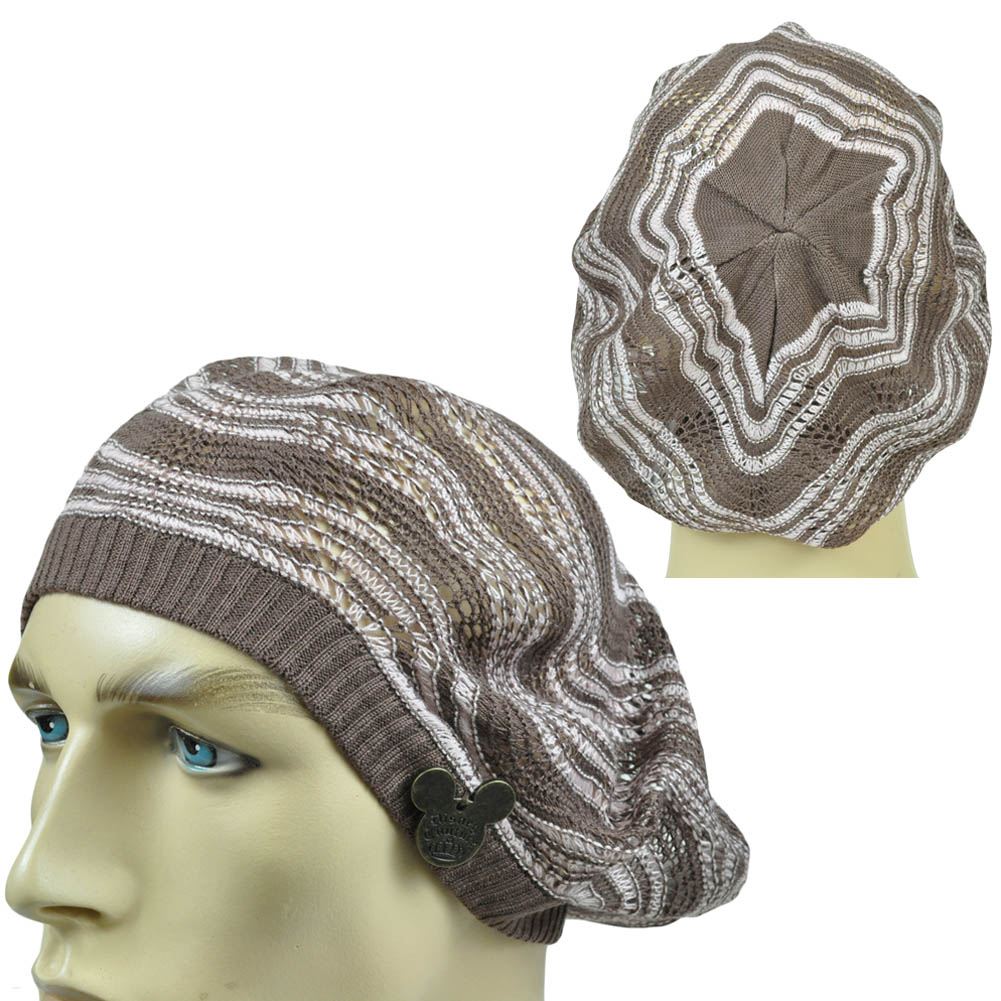 Disney Couture World Land Thin Open Weave Slouchy Tami Beret Knit Beanie Hat