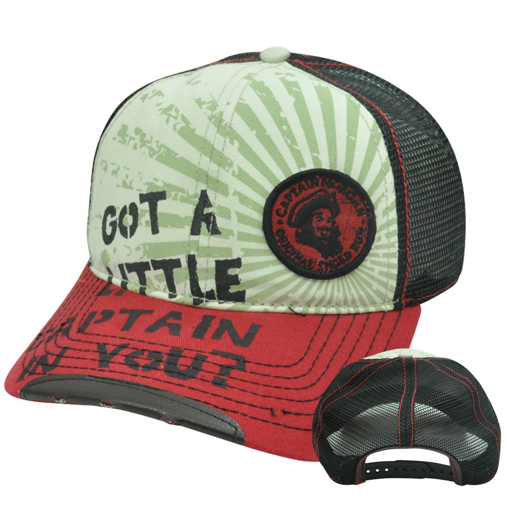 Captain Morgan Rum Alcohol Beverage Mesh Snapback Curved Bill Constructed Hat