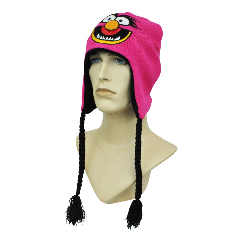 Disney The Muppets Animal Knit Puppets Reversible Peruvian Beanie Knit Tassels
