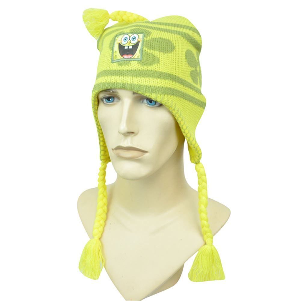 Nickelodeon Youth Kids Laplander Peruvian Knit Beanie Spongebob Squarepants