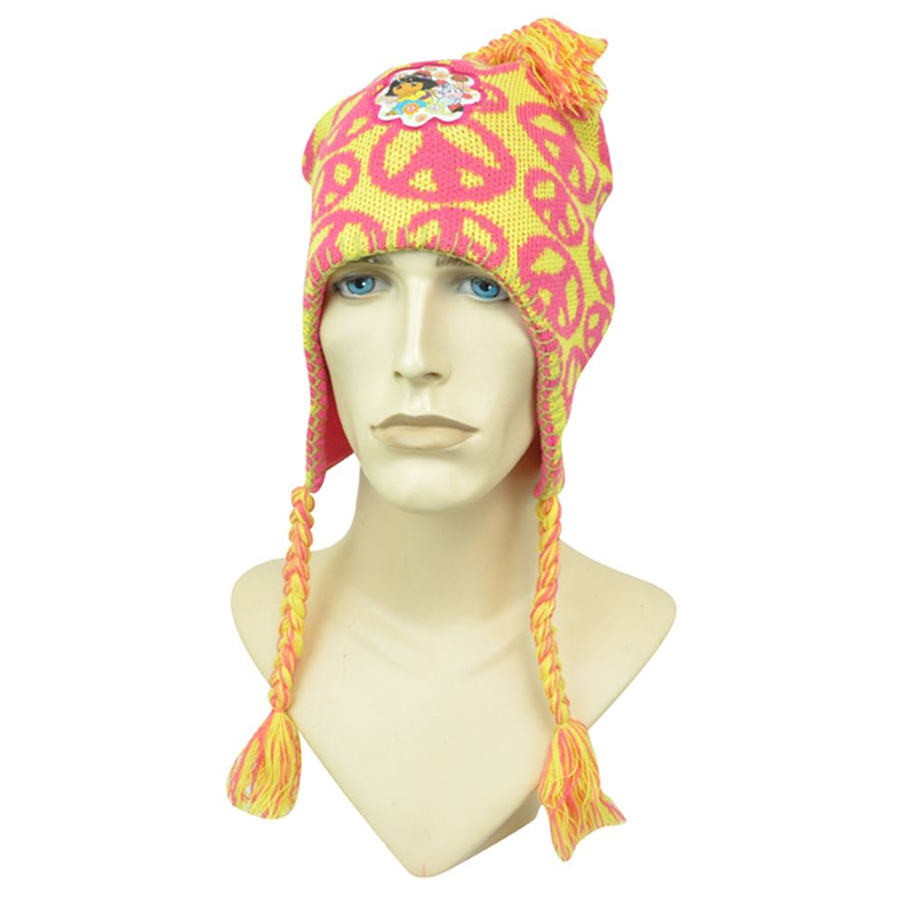 Dora The Explorer Boots Nickelodeon Laplander Youth Girls Peace Peruvian Beanie