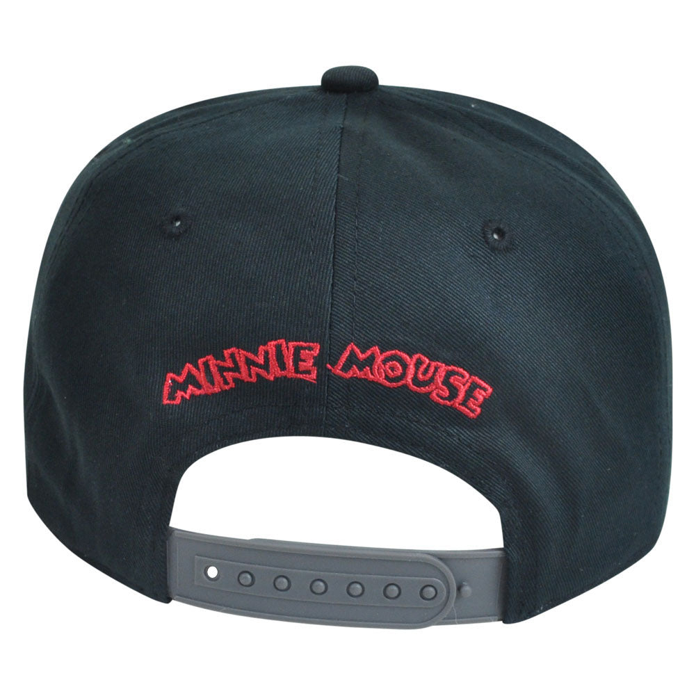 Disney Minnie Mouse Distressed Retro Flat Bill Two Tone Snapback White Hat Cap