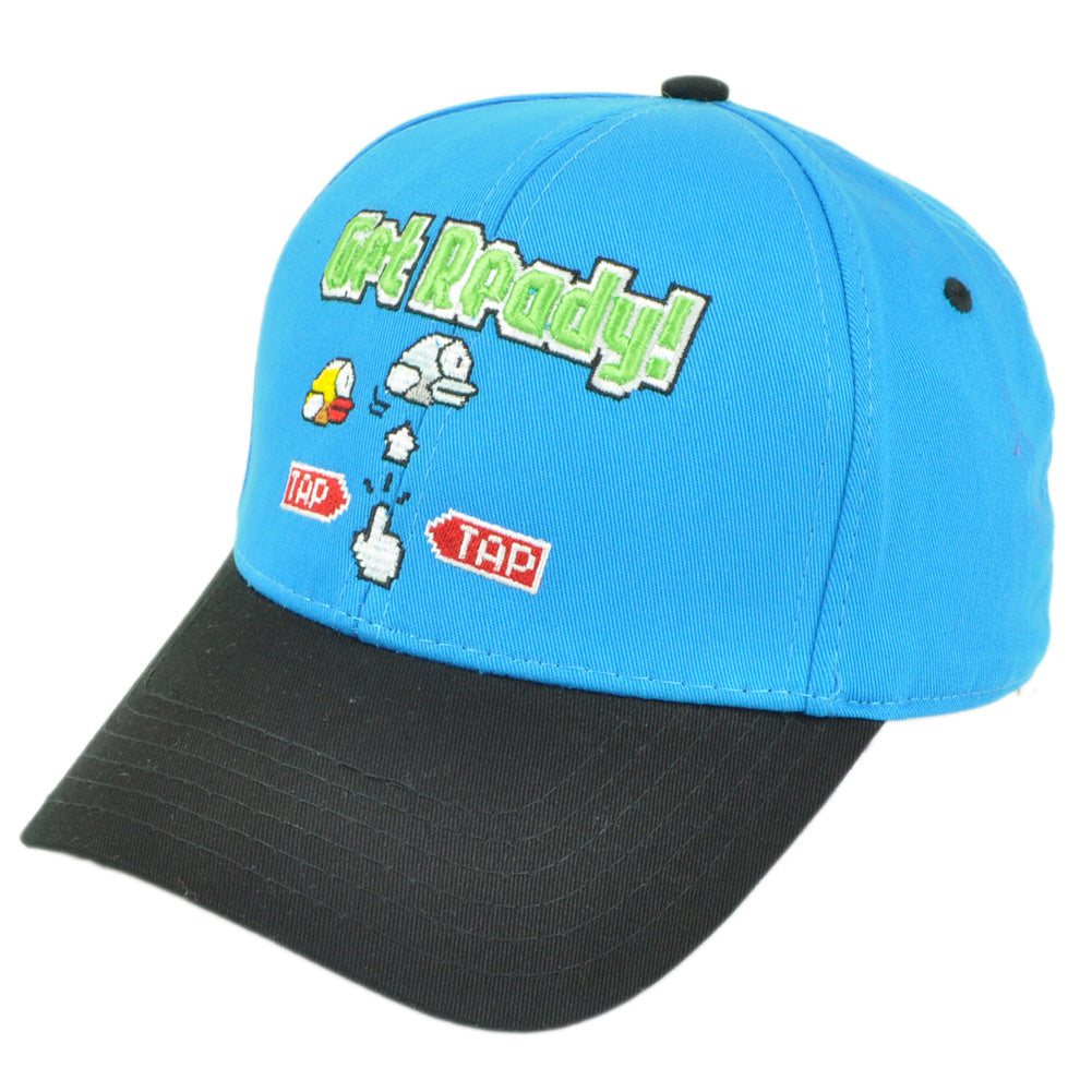 Flappy Bird Get Ready Snapback Video Game Tap Phone Blue Hat Cap Curved Bill