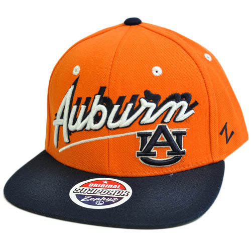 NCAA Auburn Tigers AU Flat Bill Zephyr Logo Snapback Orange Navy Blue Hat Cap