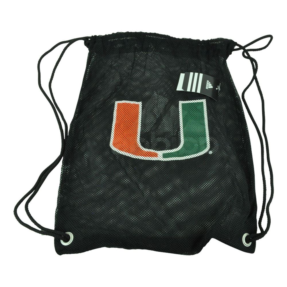 NBA Miami Heat Black Mesh Backpack String Bag Gym Sports Canes Game Sports