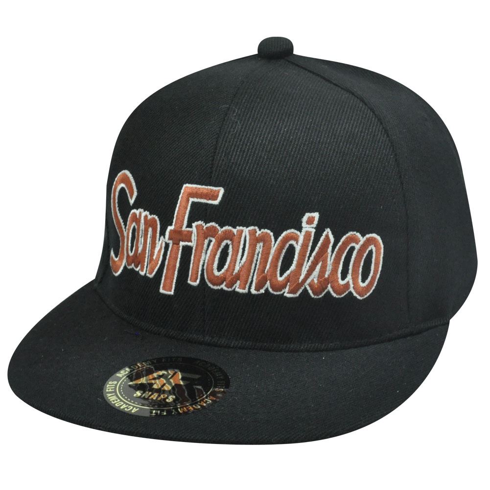 HAT CAP GORRA CHAPEU SAN FRANCISCO SNAPBACK BLACK ACADEMY FITS FLAT BILL SNAPS