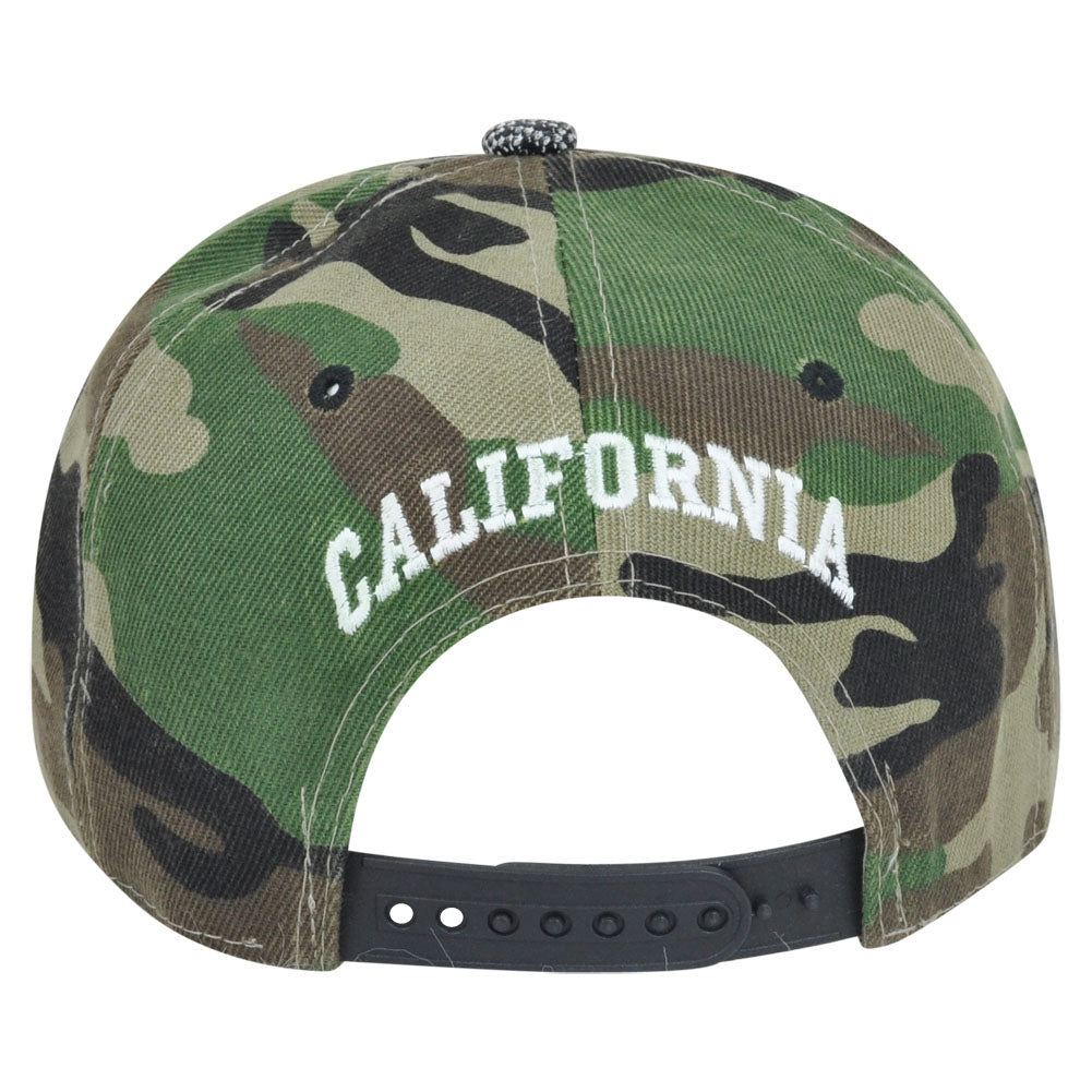 California Cali State Dark Snake Skin Faux Camouflage Snapback Flat Bill Hat Cap