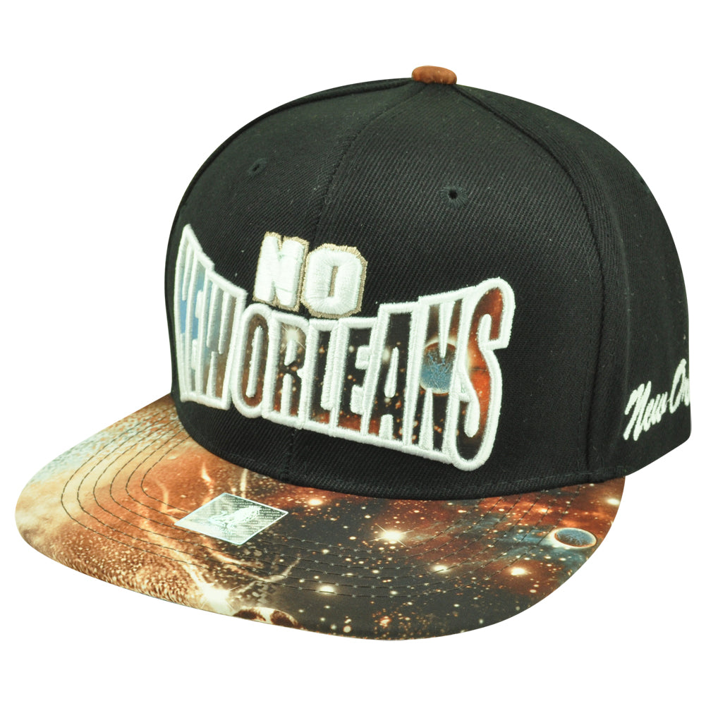 New Orleans State Galactic Sublimated Galaxy Flat Bill Snapback Black Hat Cap