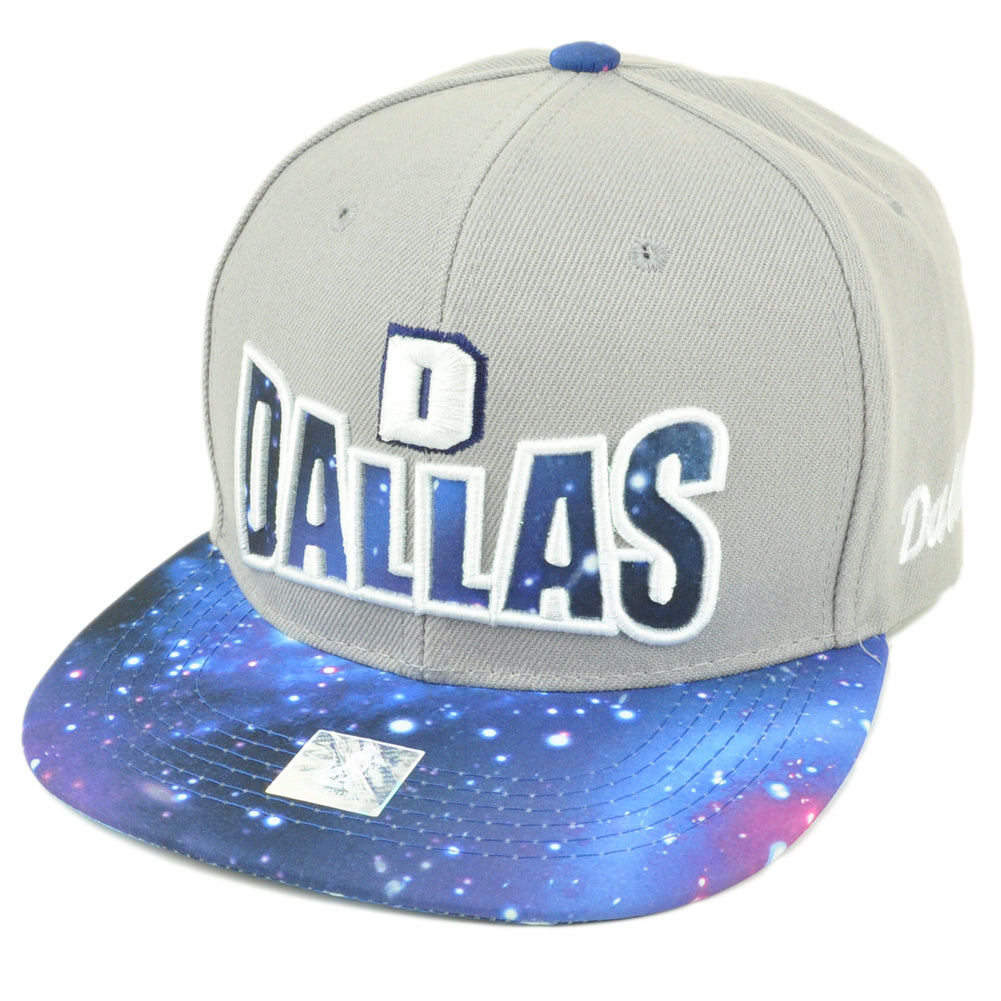 Dallas Texas Galactic Sublimated Galaxy Flat Bill Snapback Light Grey Hat Cap