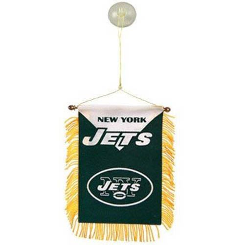 NFL NEW YORK JETS CAR MINI BANNER SUCTION CUP GREEN FAN