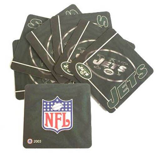 NFL NEW YORK JETS SET SIX DRINK SQUARE GREEN COASTERS DRINK