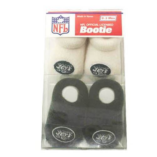NFL NEW YORK JETS SET TWO BOOTIES GREEN WHITE LOGO NEWVORN BABY 0-3 MONTHS NEW