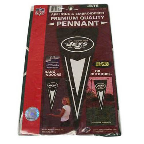 NFL NEW YORK JETS PENNANT VERTICAL APPLIQUE EMBROIDERED PREMIUM BANNER GREEN