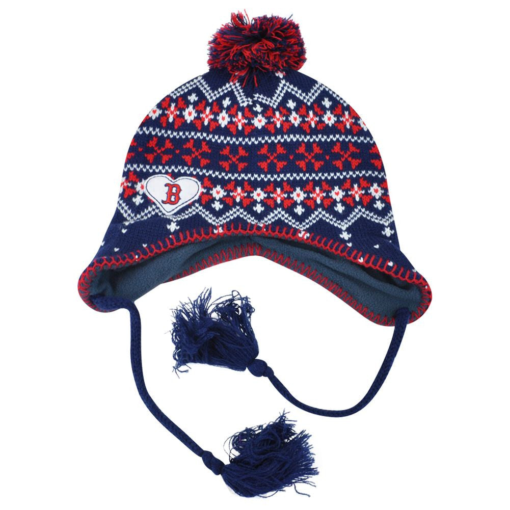 MLB Boston Red Sox Freda Women Ladies Tassel Knit Beanie Alpine Flaps Hat