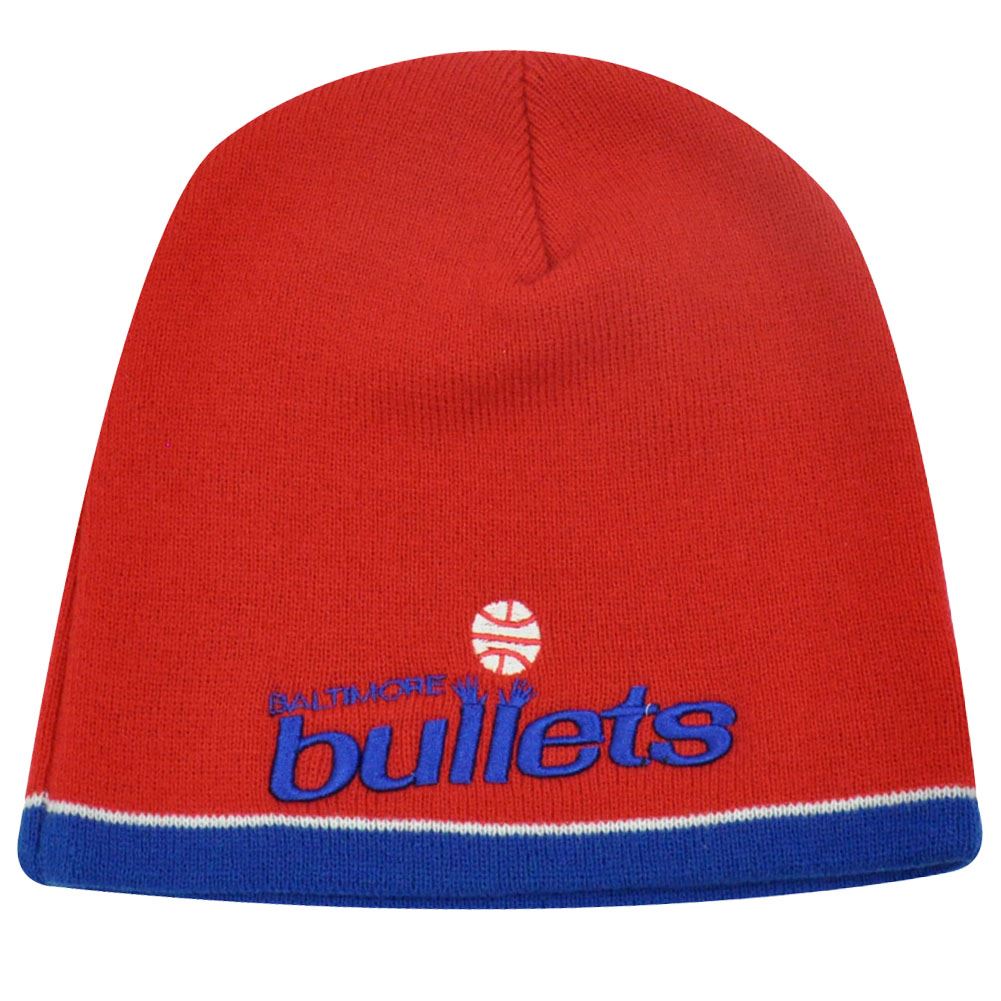 NBA New Era Washington Bullets Red Blue Cuffless Knit Beanie Skully