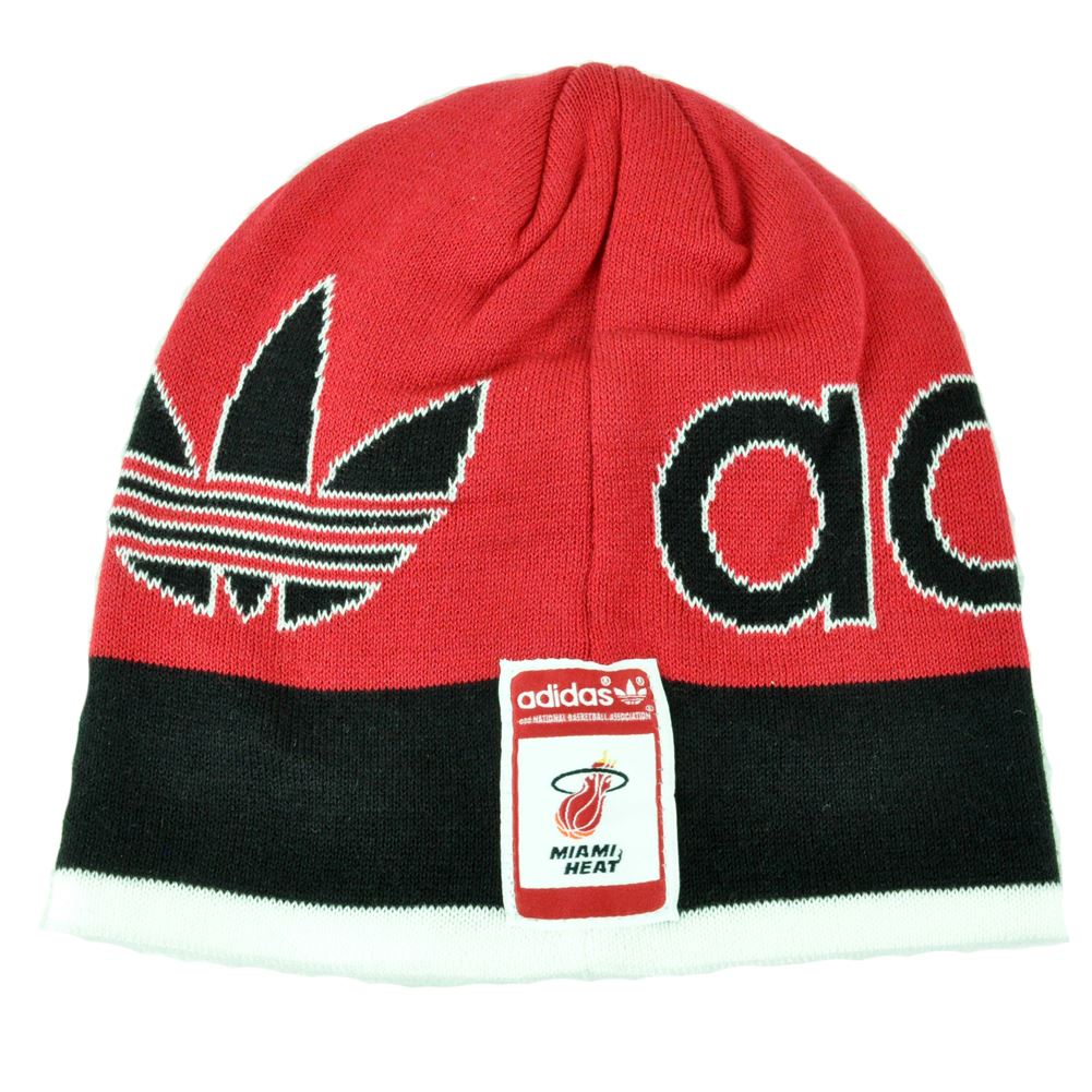 NBA Adidas Miami Heat Cuffless KC73 Knit Beanie Toque Skully Skull Red HWC Hat